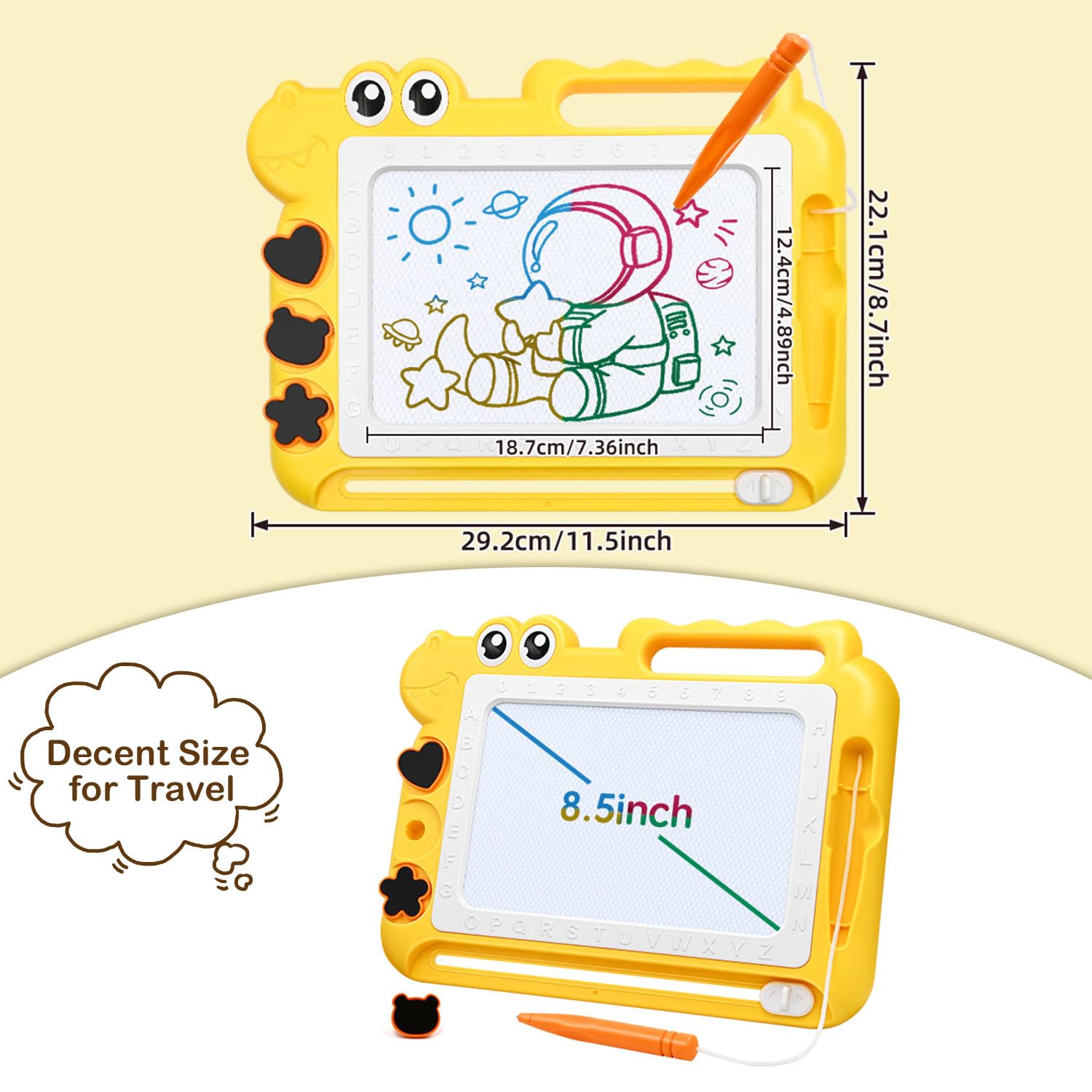 AiTuiTui board includes stamp shapes for organized, imaginative art.
