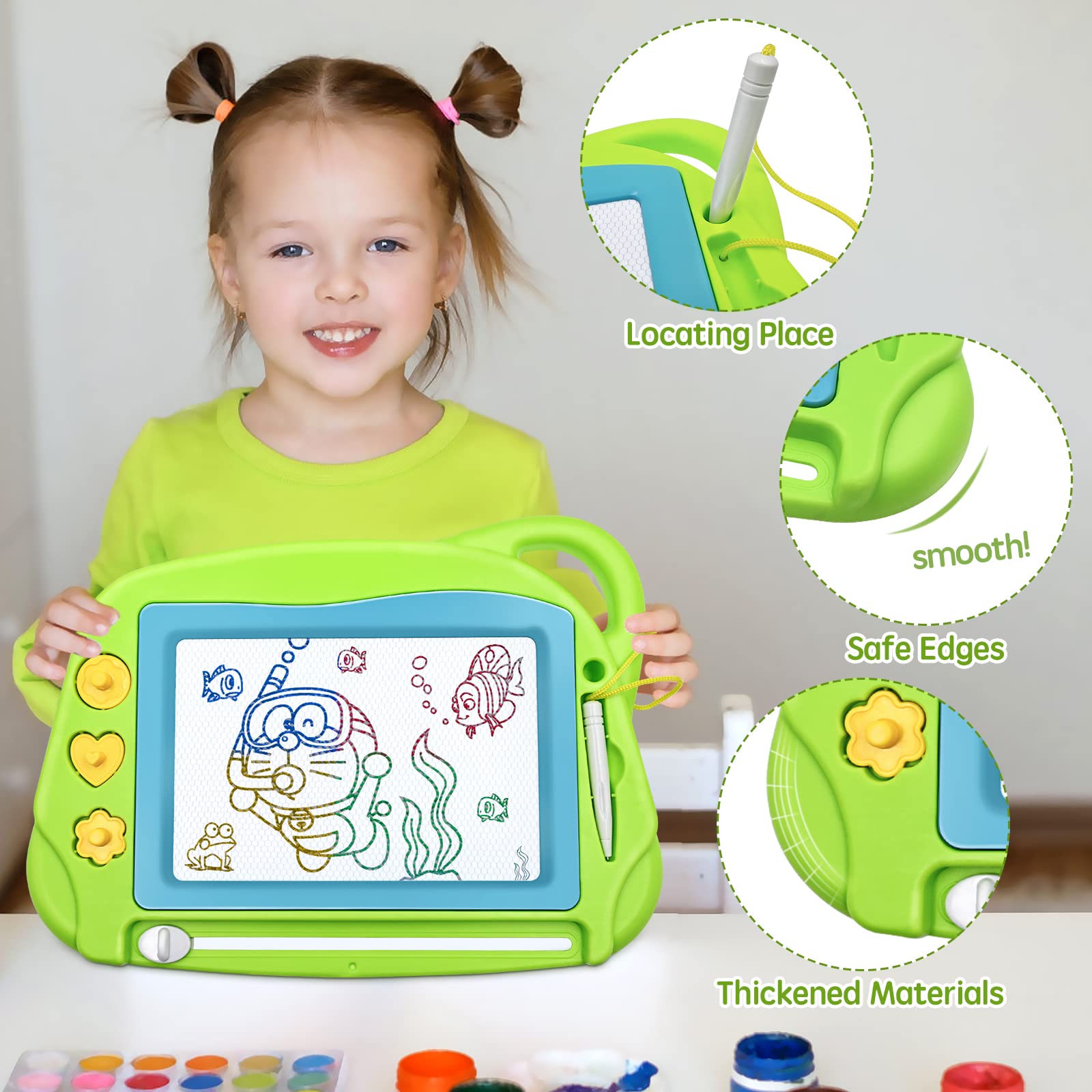 AiTuiTui mini travel doodle board eraser slider facilitates quick resets.