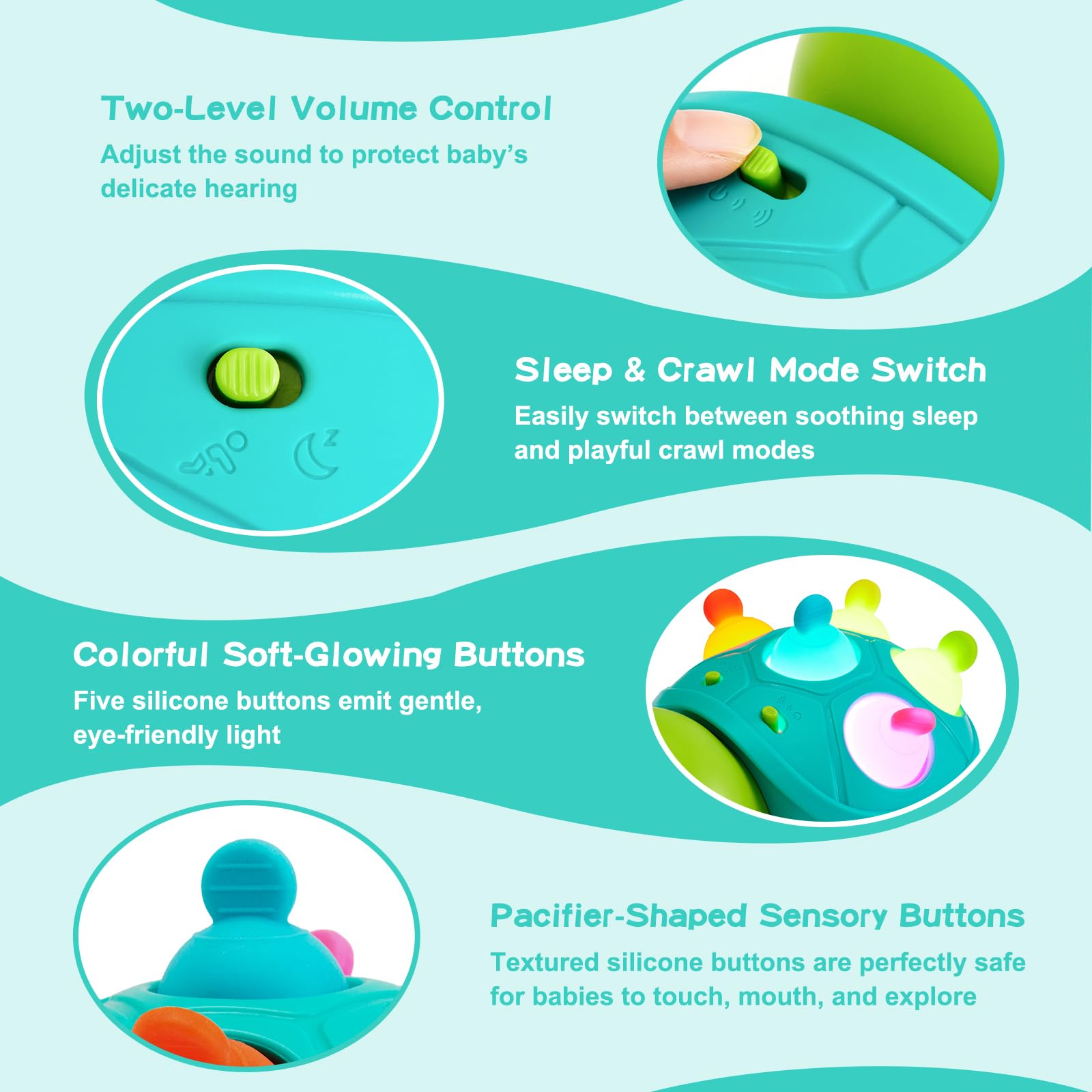 AiTuiTui turtle offers four sleep modes with nature sounds to soothe and relax.