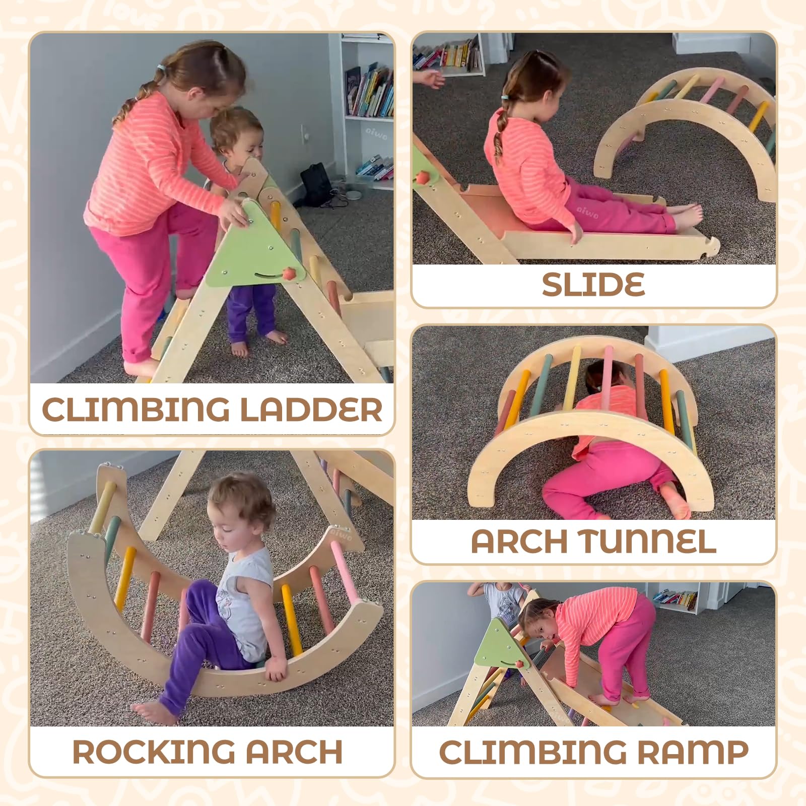 aiwo Pikler triangle anti-slip feet keep stability on any floor