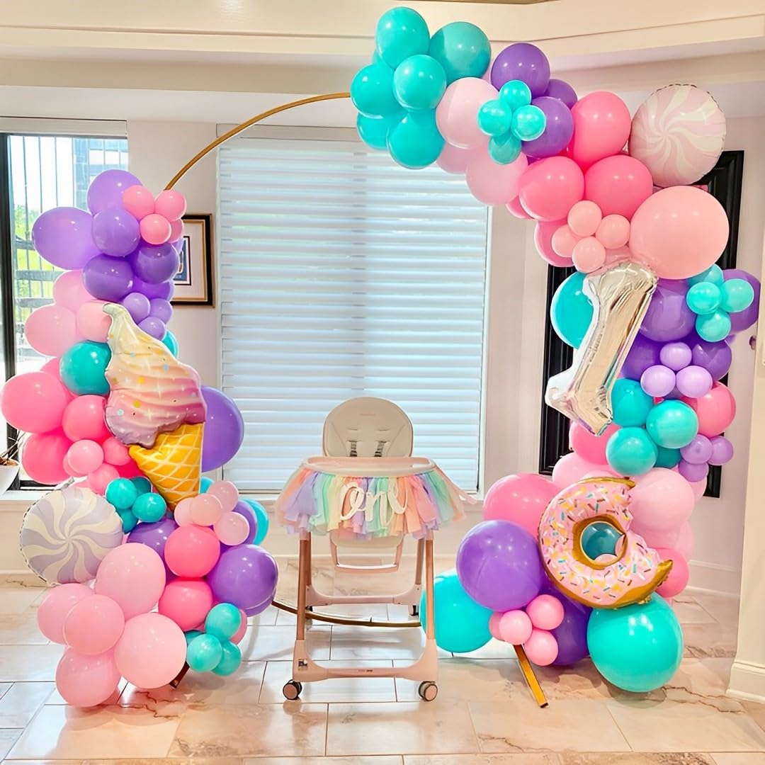 Aiwolf birthday party setup with balloons backdrop