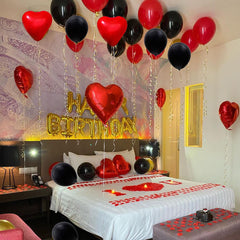 Aiwolf black-red confetti balloons add festive sparkle to arches and backdrops.