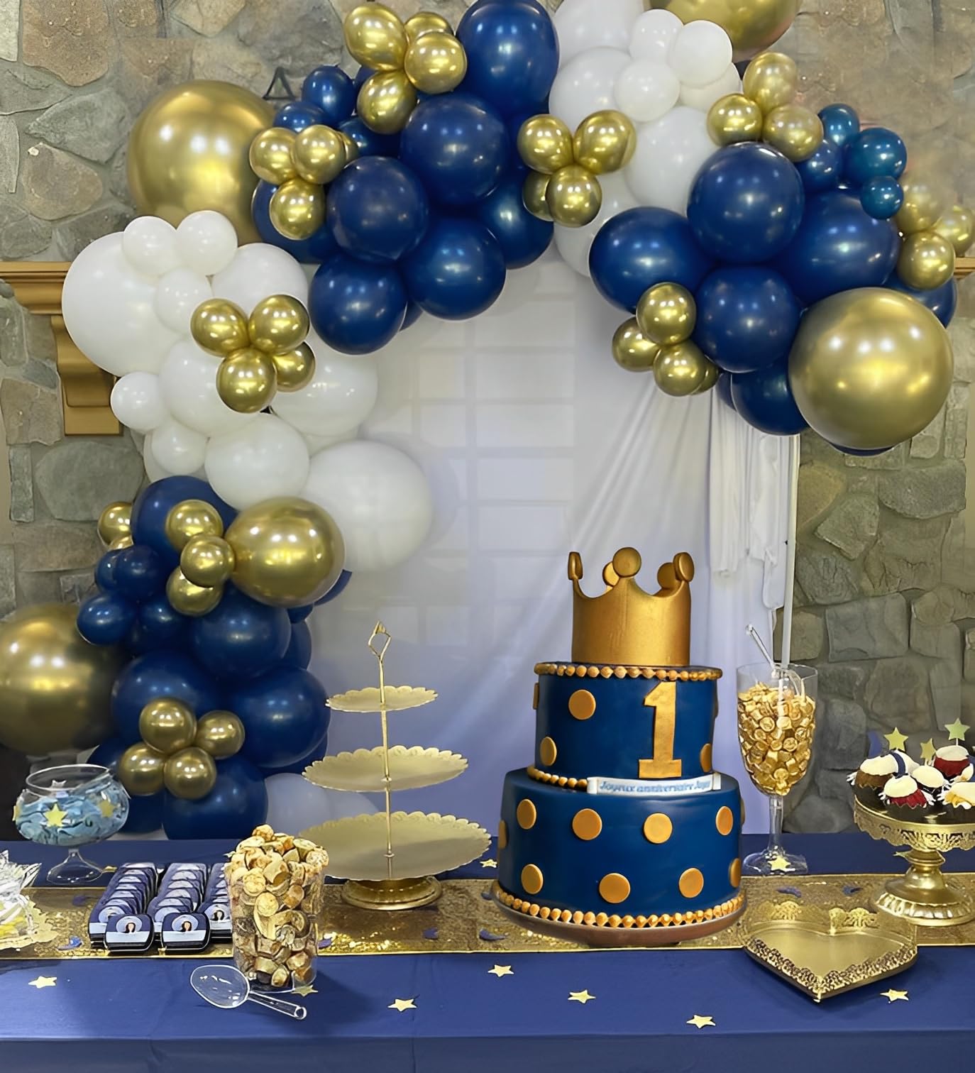 Aiwolf blue and gold ribbon ties together coordinated decor