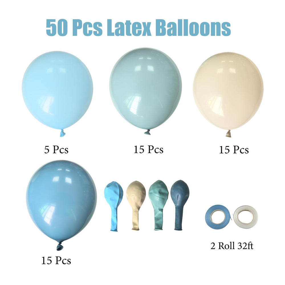 AIWolf light blue balloon 12in pairs with metallics and neutrals for contrast