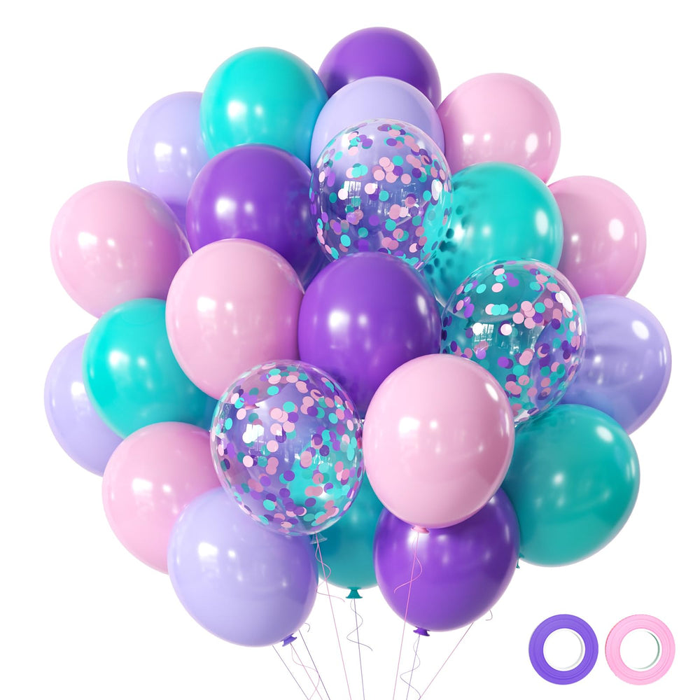 Aiwolf pink-purple-teal balloons front view for vibrant party decor