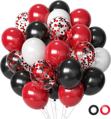 Aiwolf red-black-white balloons arranged for bold 12-inch decor ideal for celebrations.