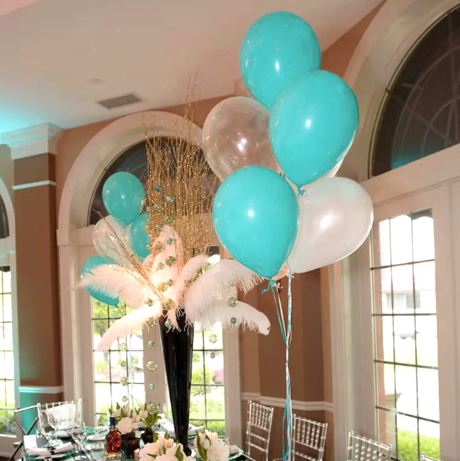 Aiwolf wedding and bridal shower decor ideas with teal and silver tones