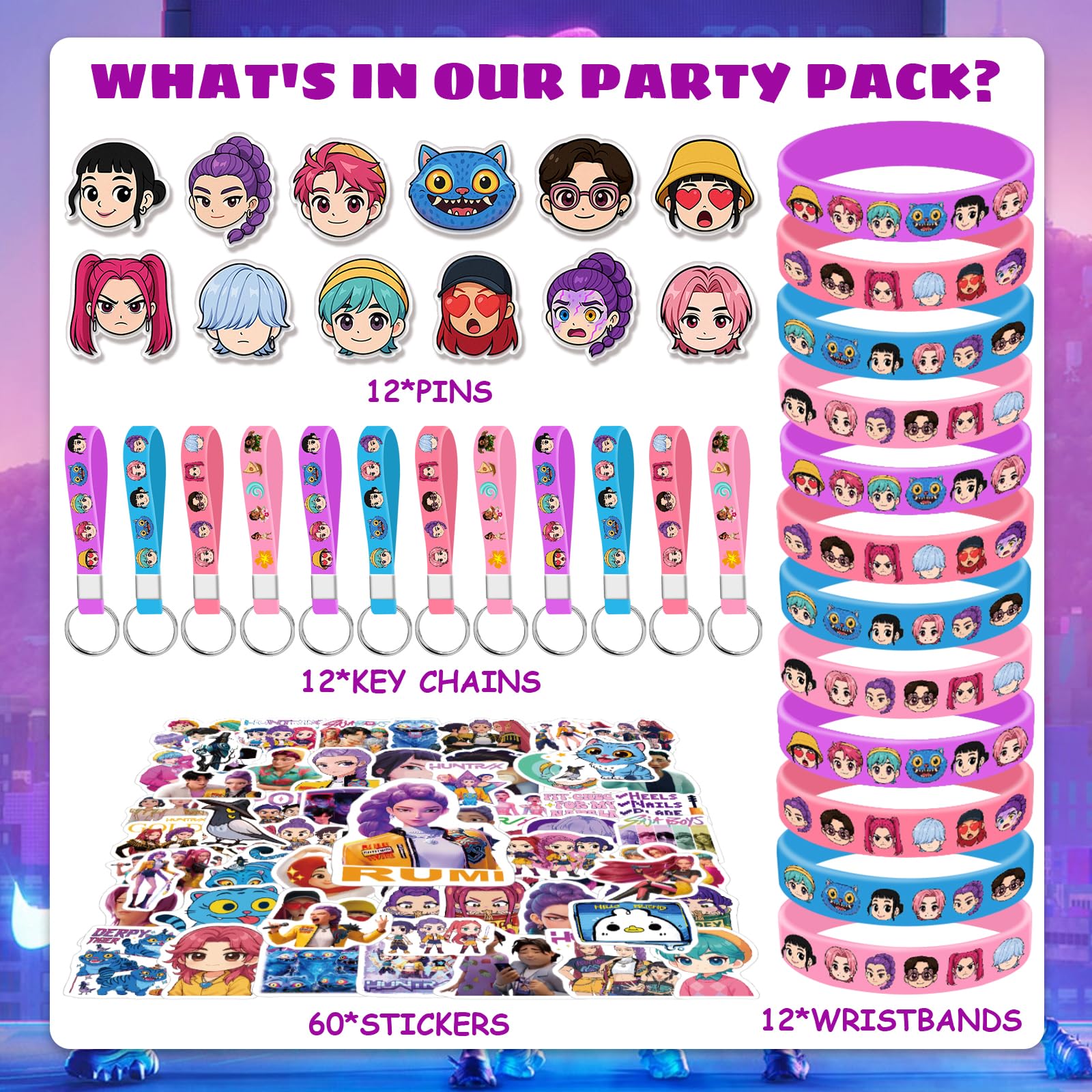 AIXPROBEAD Demon Hunters patterns close-up for vibrant eye-catching party gifts.