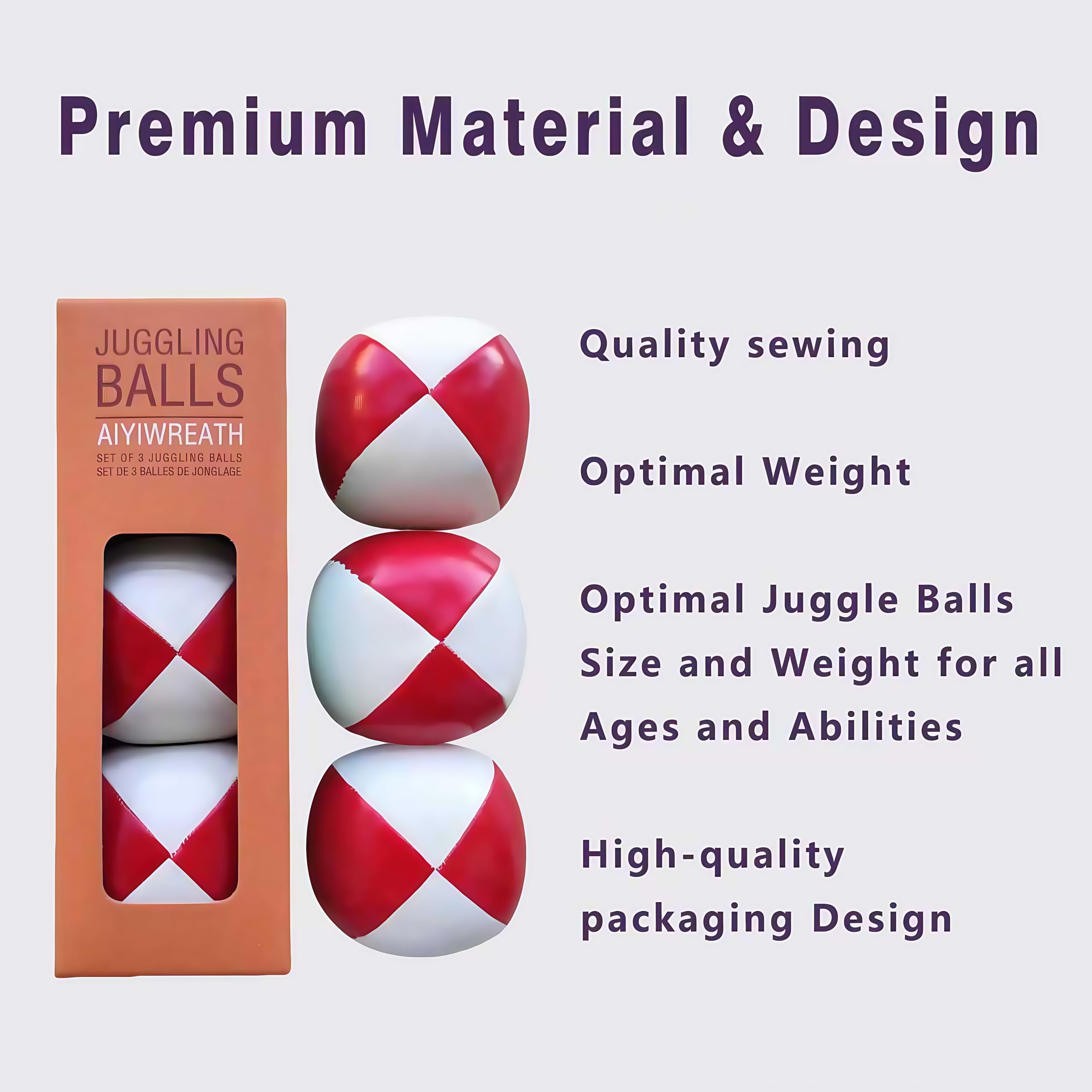AIYIWREATH juggling ball 3-pack four-panel design for even weight