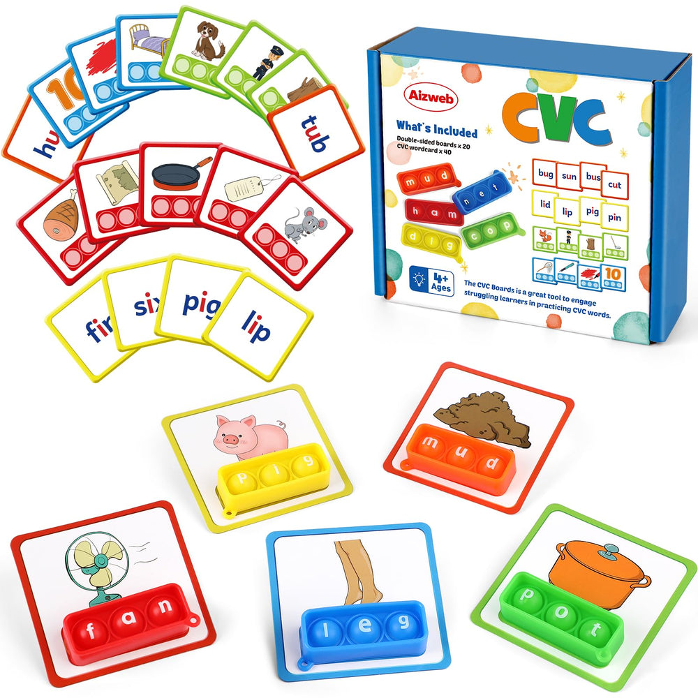 Aizweb CVC pop-it with side buttons for multisensory word building on the go.