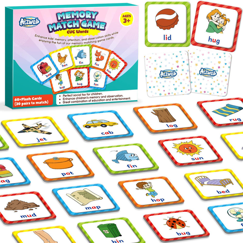 Aizweb CVC Word Match Game: 60-card tiles for memory and early literacy practice.