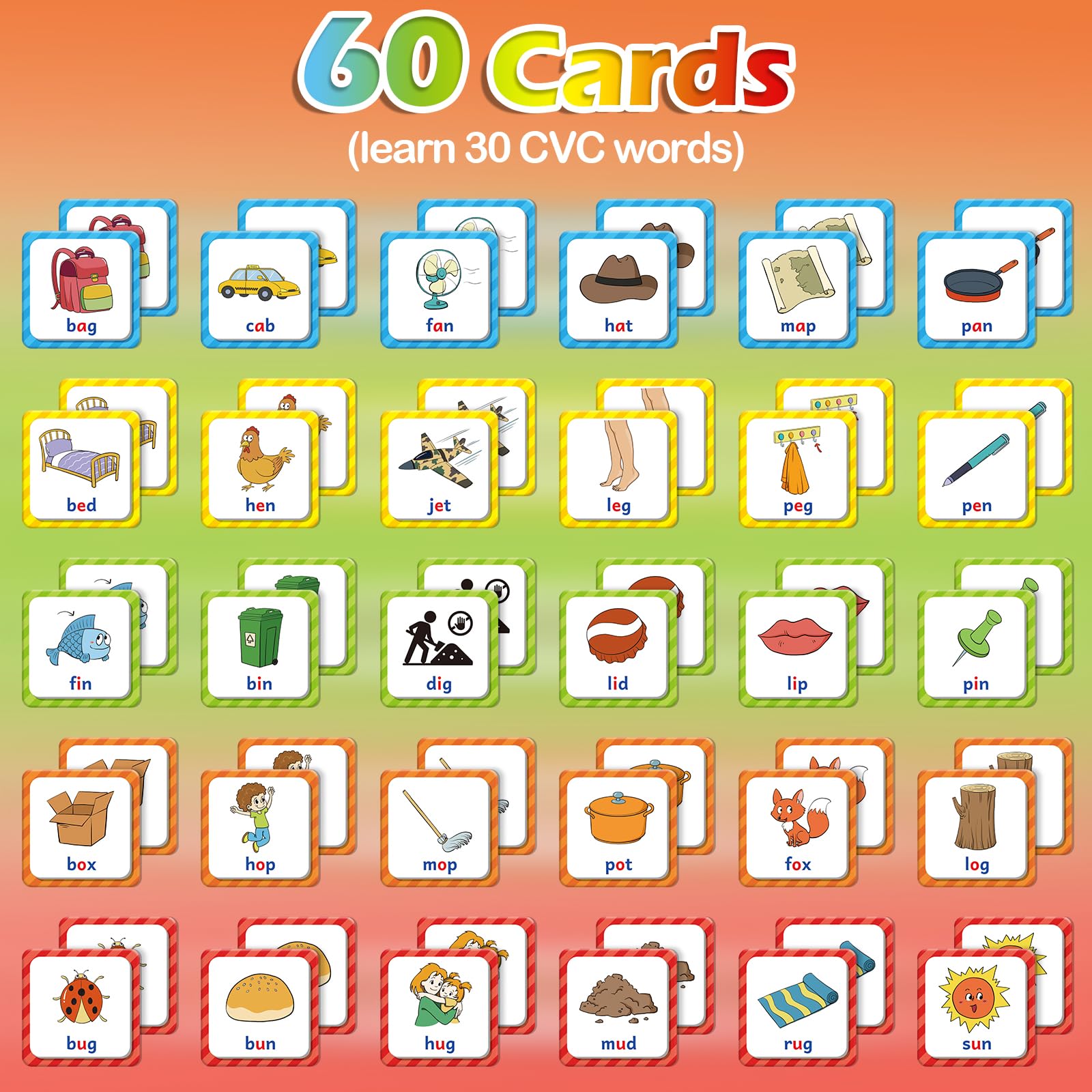 Aizweb CVC Word Match Game: flip cards to find matches and reinforce phonics skills.