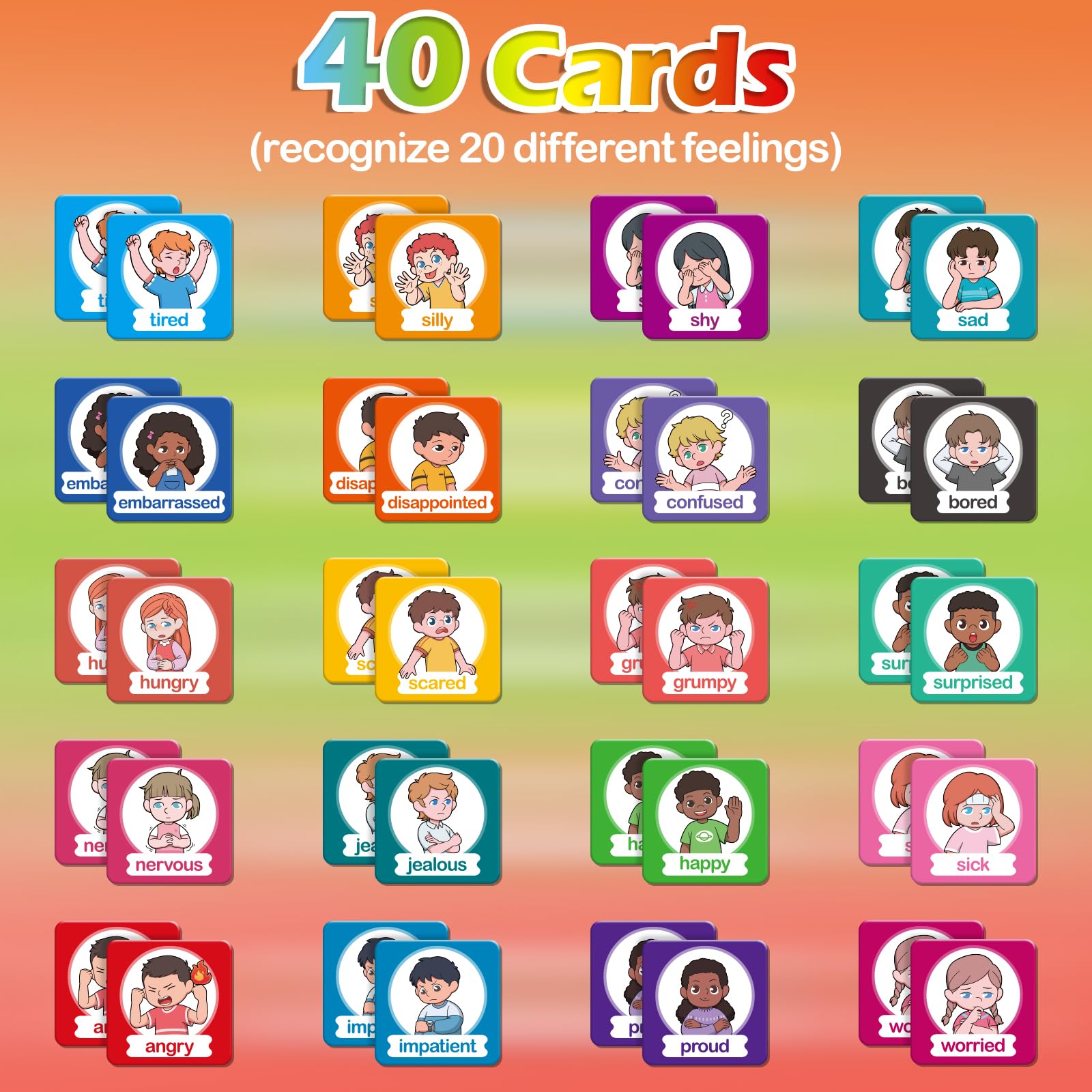 Aizweb Feelings Emotions Match Game tiles (40) for interactive group learning.