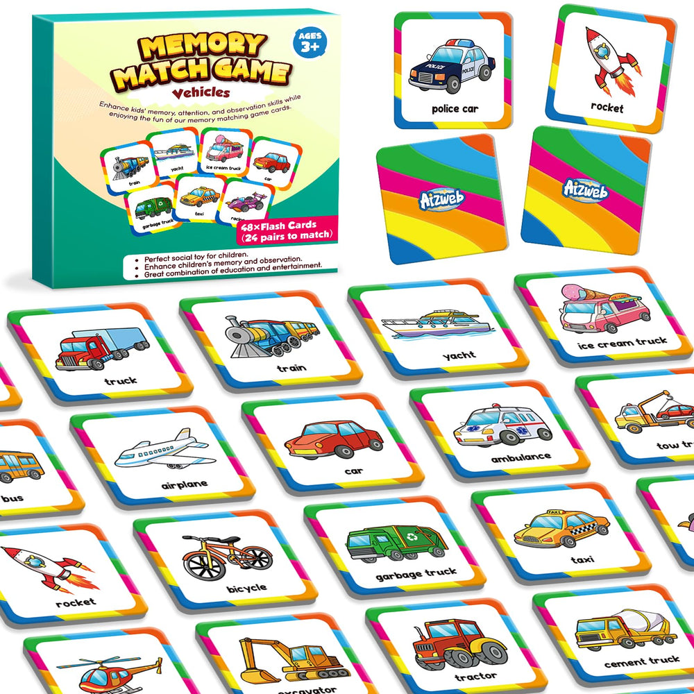 Aizweb Match Game vehicle tiles supporting early memory skills during interactive play