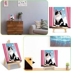 Ajepon finished cat painting on display ready for gift or decor.