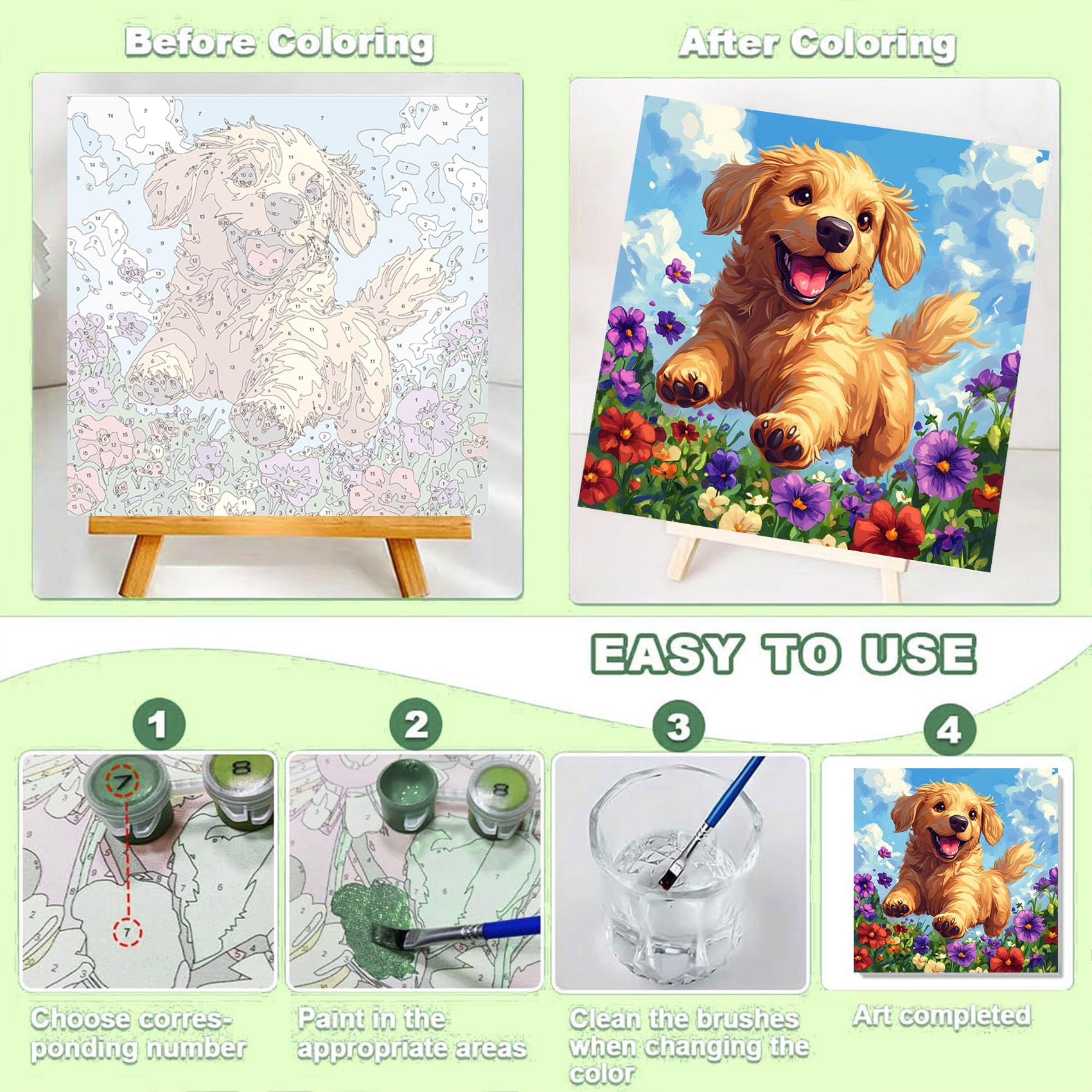 Ajepon home wall decor dog painting kit for bedrooms or playrooms.