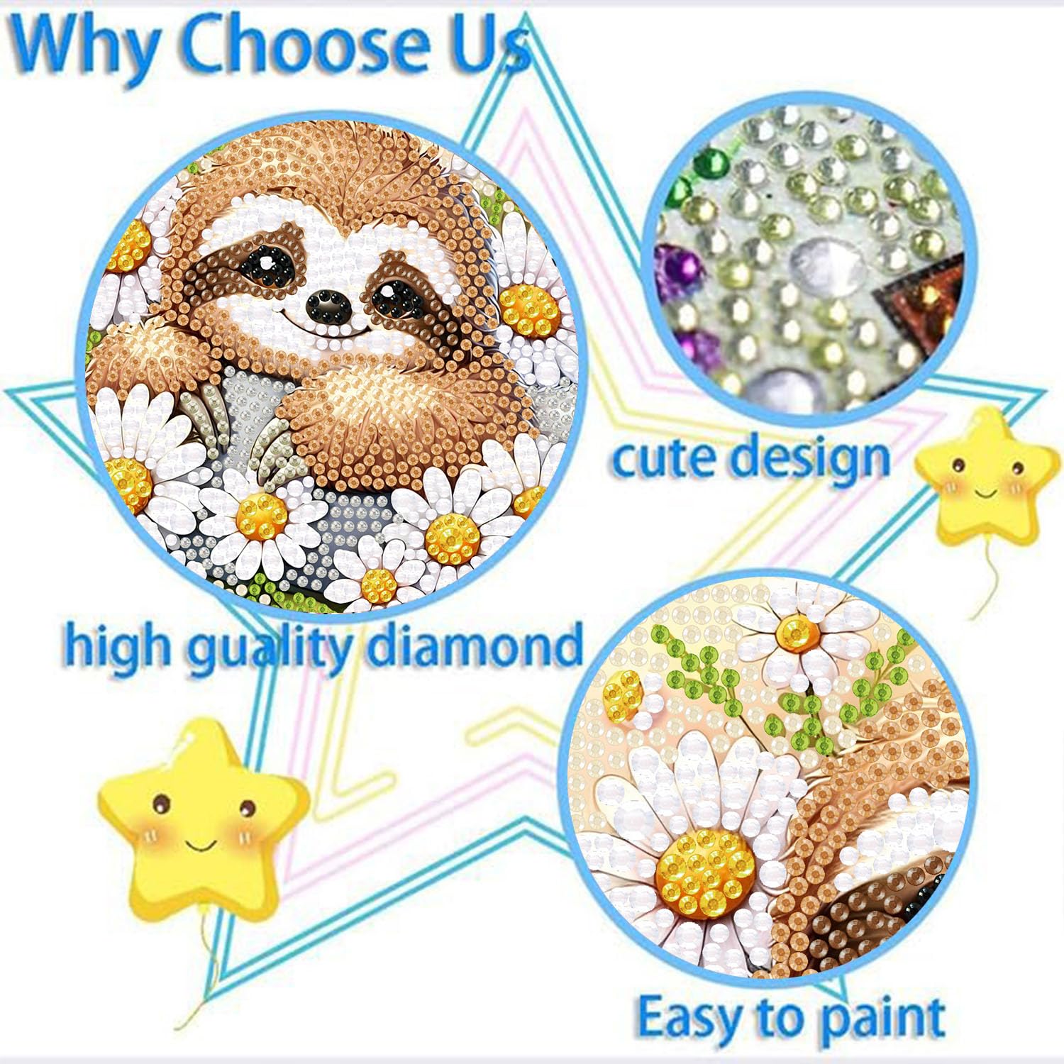 Kid-friendly diamond painting kit designed for easy and enjoyable use.