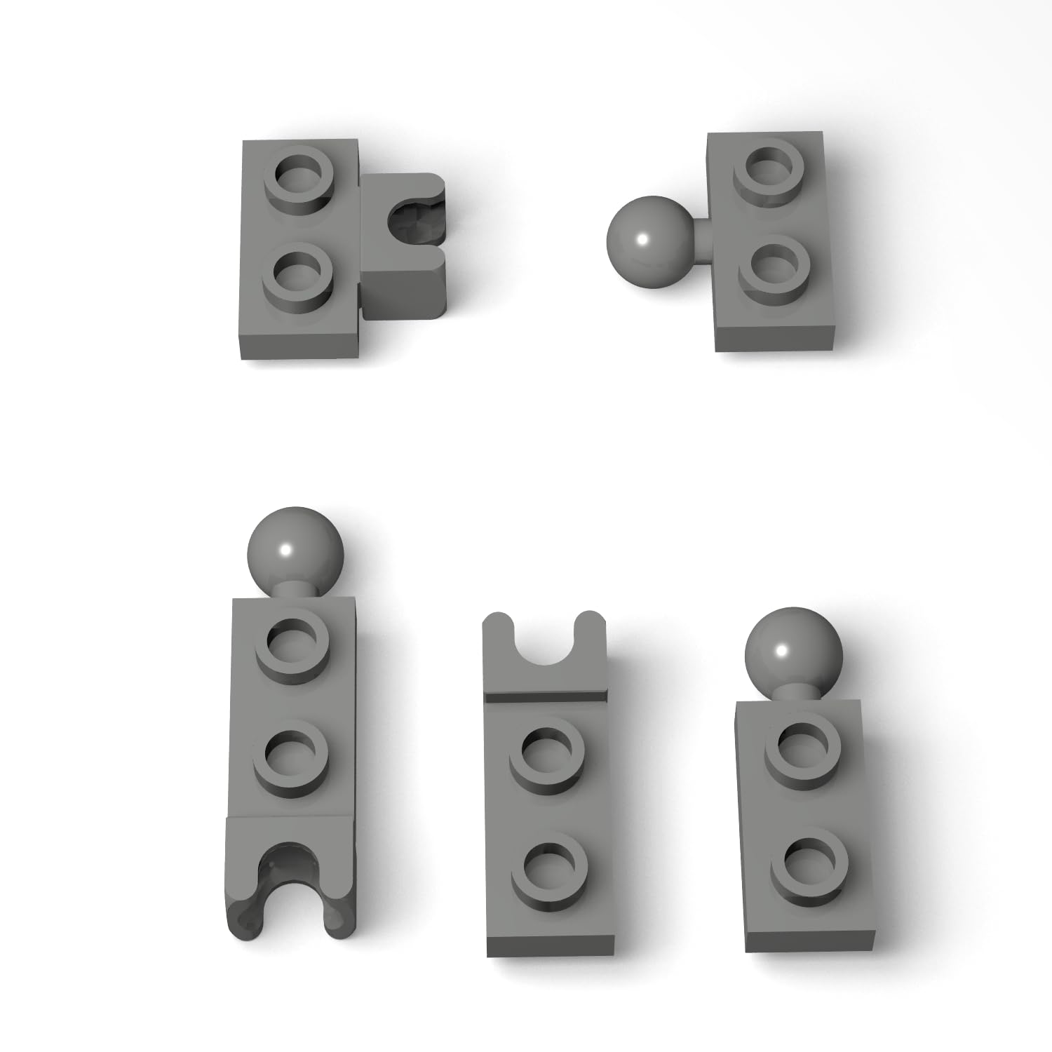 Ajuzolu 105-piece ball joints bulk in dark gray for versatile builds.