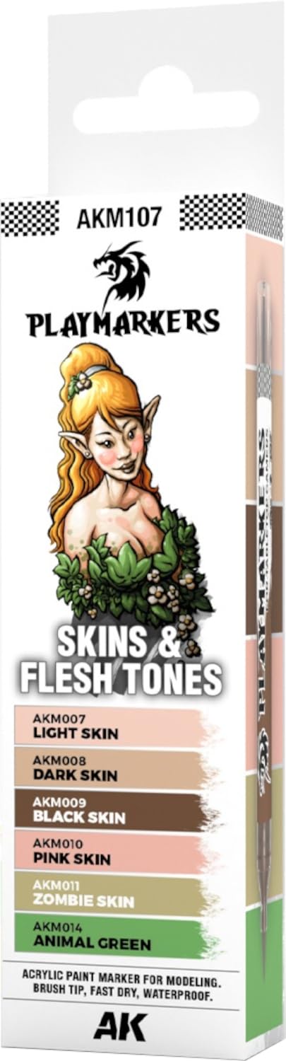 AK Interactive Playmarkers skin tones swatches showing smooth blending for realistic figures.
