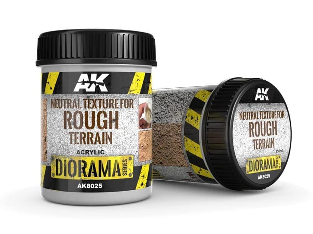 AK Interactive terrain texture paste for irregular terrain, 250 ml, ideal for rough base modeling.