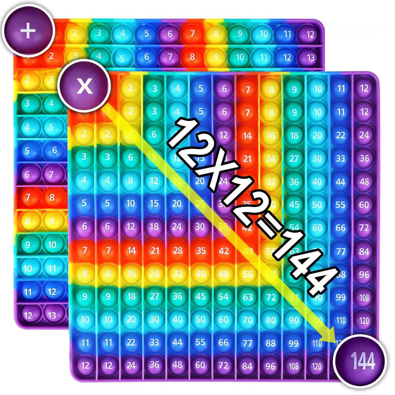 AK-SHIP 2-in-1 multiplication table visual with rainbow bubbles for tactile learning.