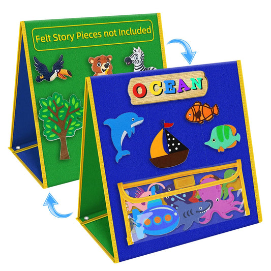 AKAYOK foldable felt board double-sided blue and green for vibrant storytelling.