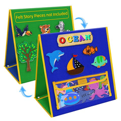 AKAYOK foldable felt board double-sided blue and green for vibrant storytelling.