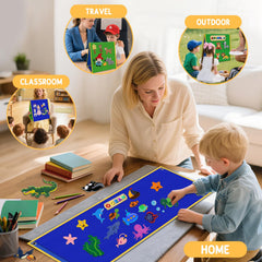 AKAYOK wall-mounted setup expands to 33 inches for large group lessons.