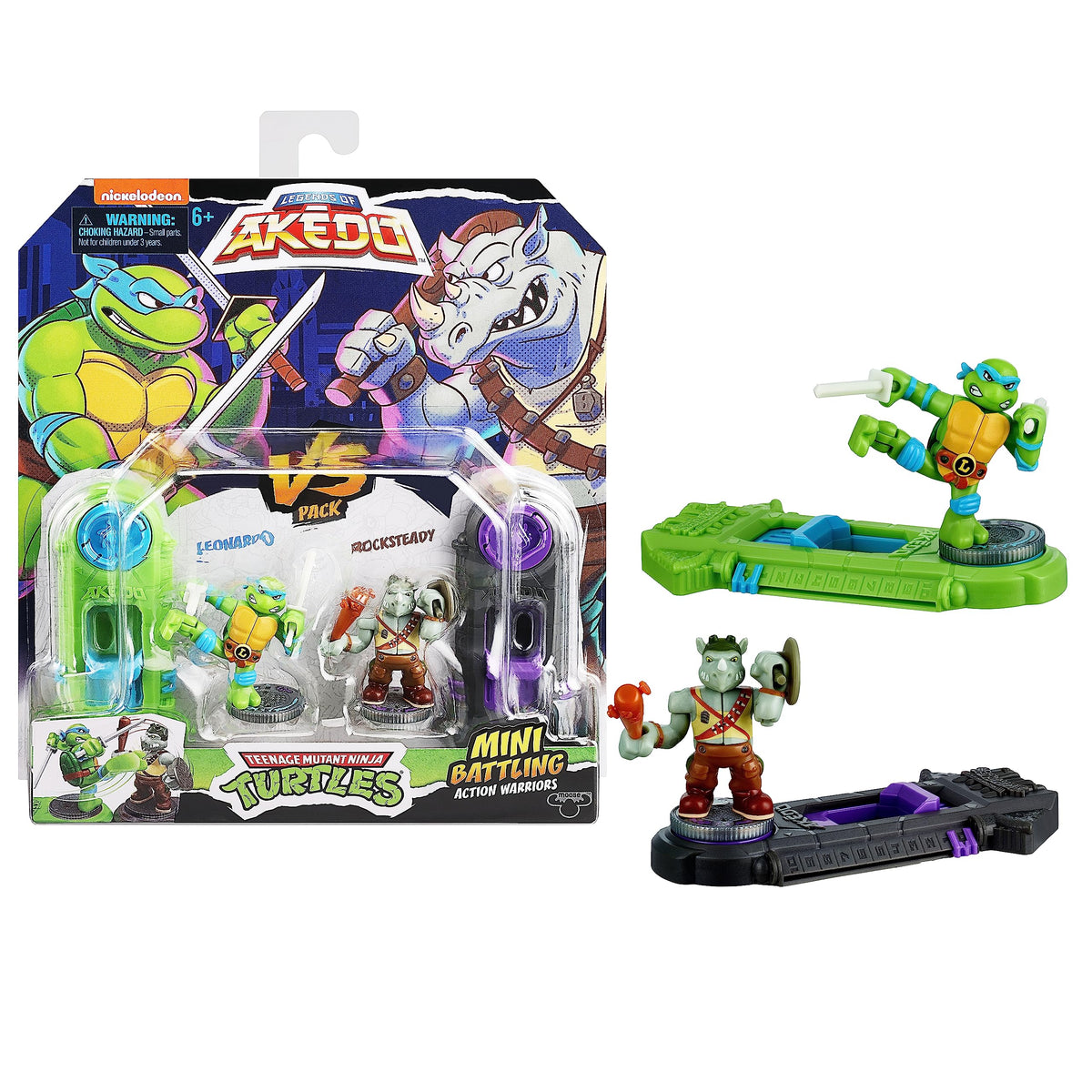 Akedo Legends TMNT Leonardo vs Rocksteady pack for thrilling battles