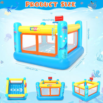 AKEYDIY Bounce House safety net highlights secure, supervised play.