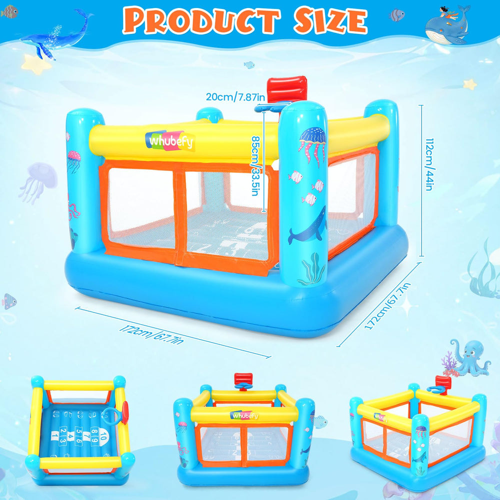 AKEYDIY Bounce House safety net highlights secure, supervised play.