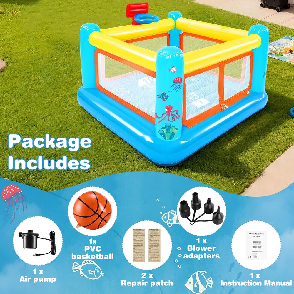 AKEYDIY bounce house designed for two kids with shared play.