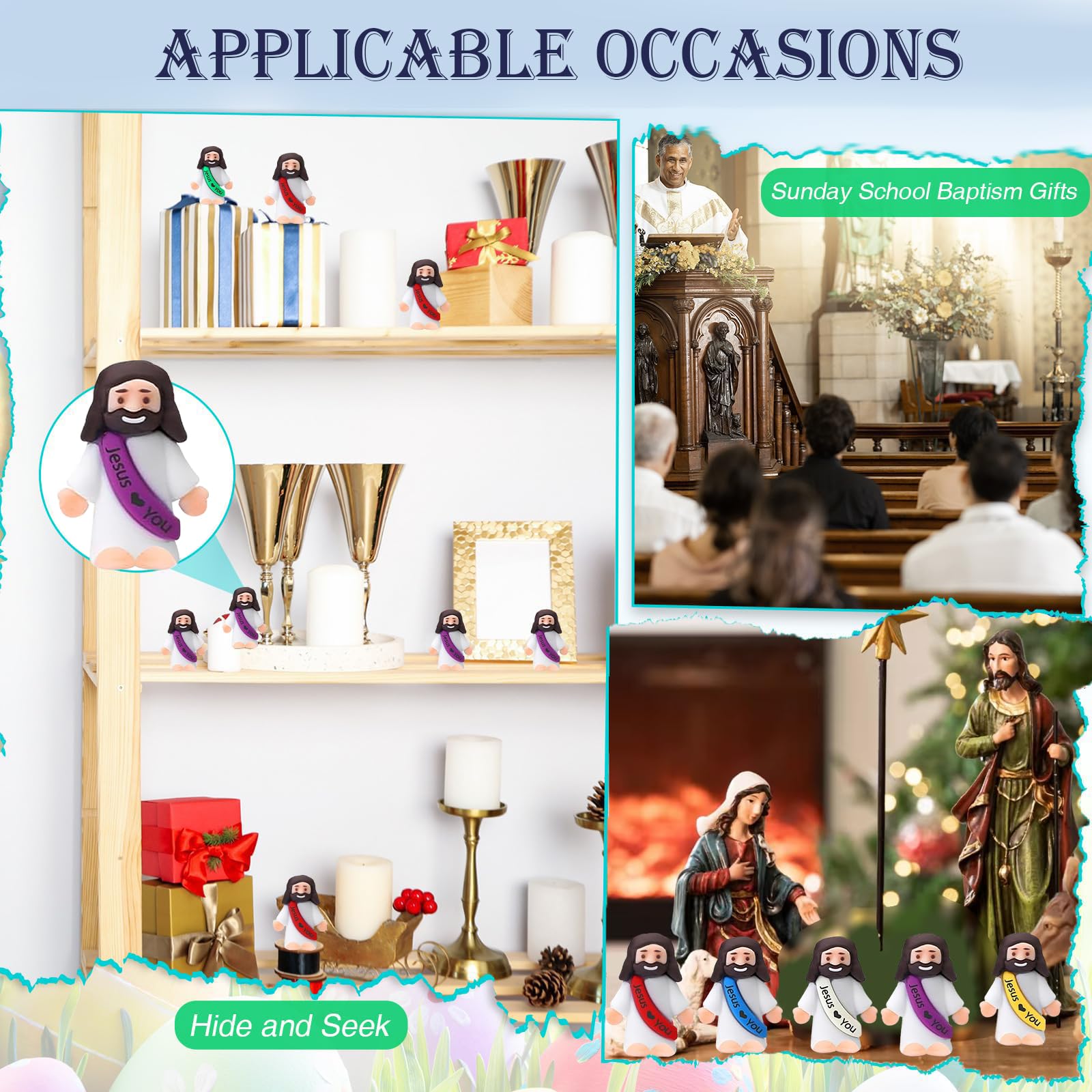 AKFAHOIF display-ready mini Jesus figures for shelves or centerpieces