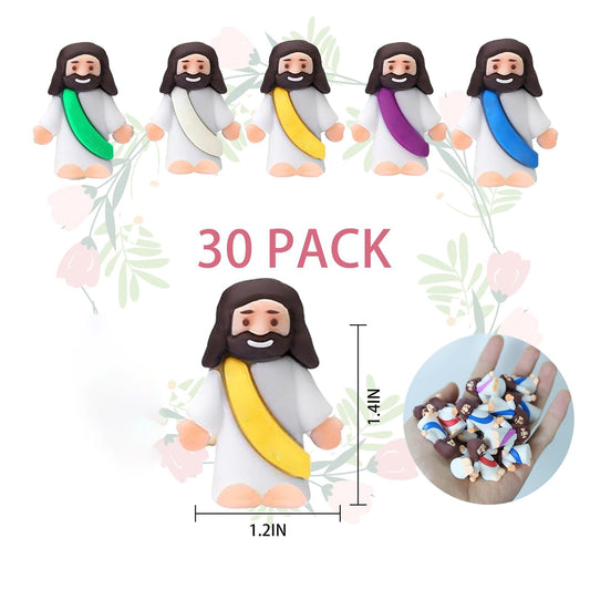 Close up of AKFAHOIF mini Jesus figures highlighting durable PVC finish
