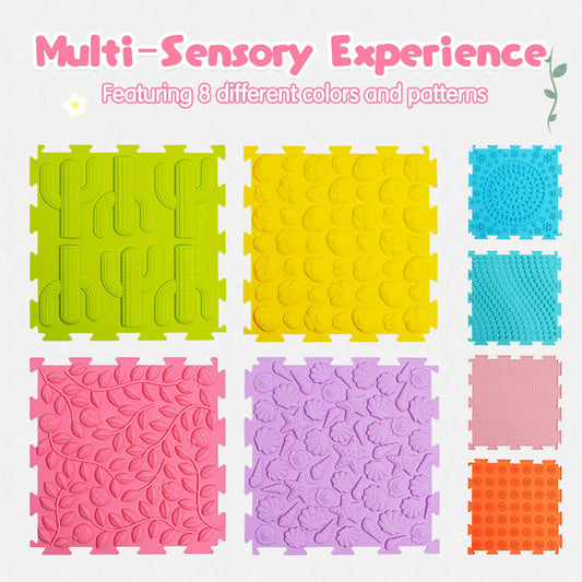 AKIMRABY sensory tiles with varied patterns for visual and tactile play