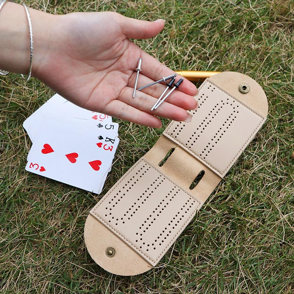 AKV Cribbage pegs and tin storage keep pieces organized on the go.