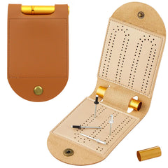 AKV Travel Cribbage Board folded, compact carry-along travel companion.