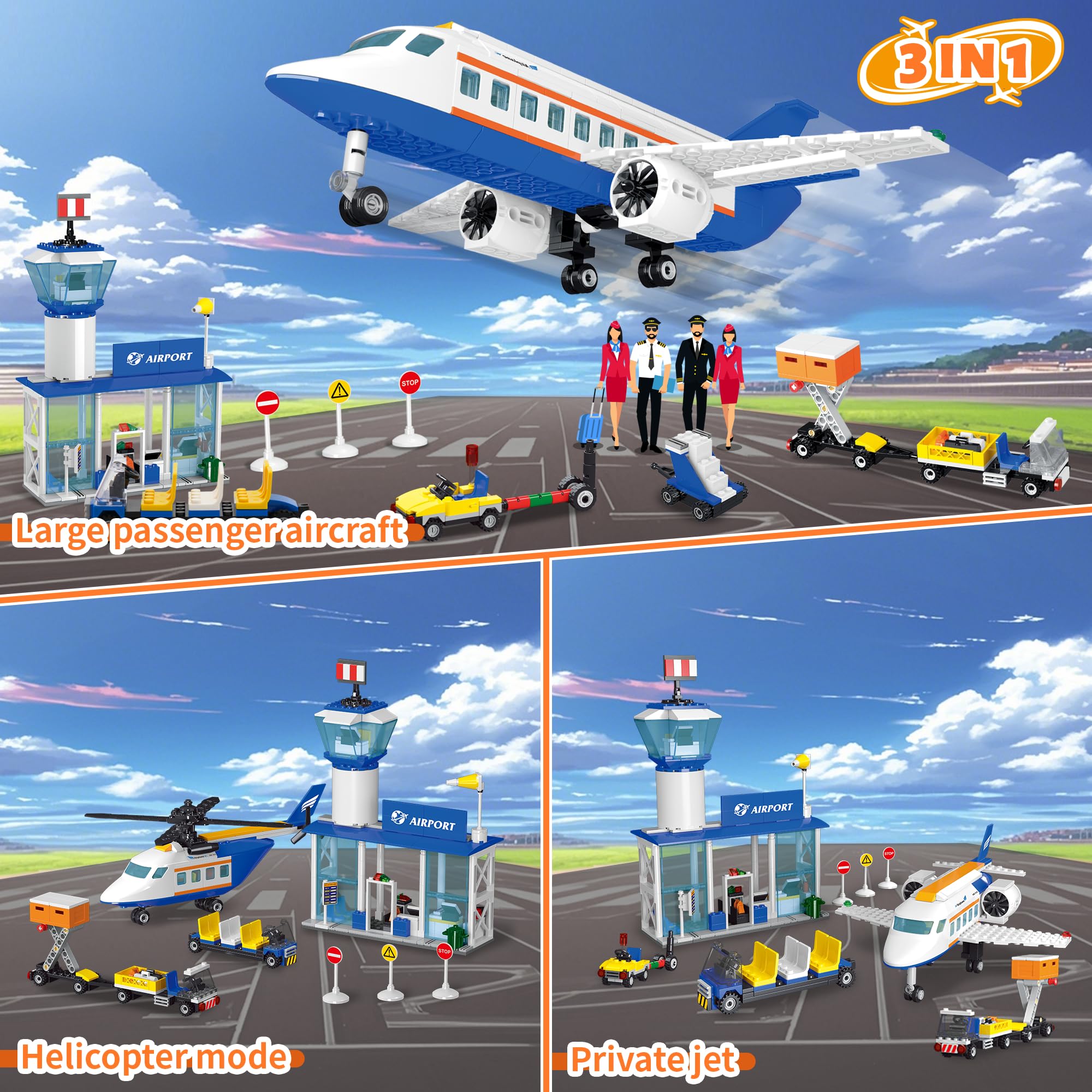 AKWME aircraft and moving stairs model for hands-on building fun