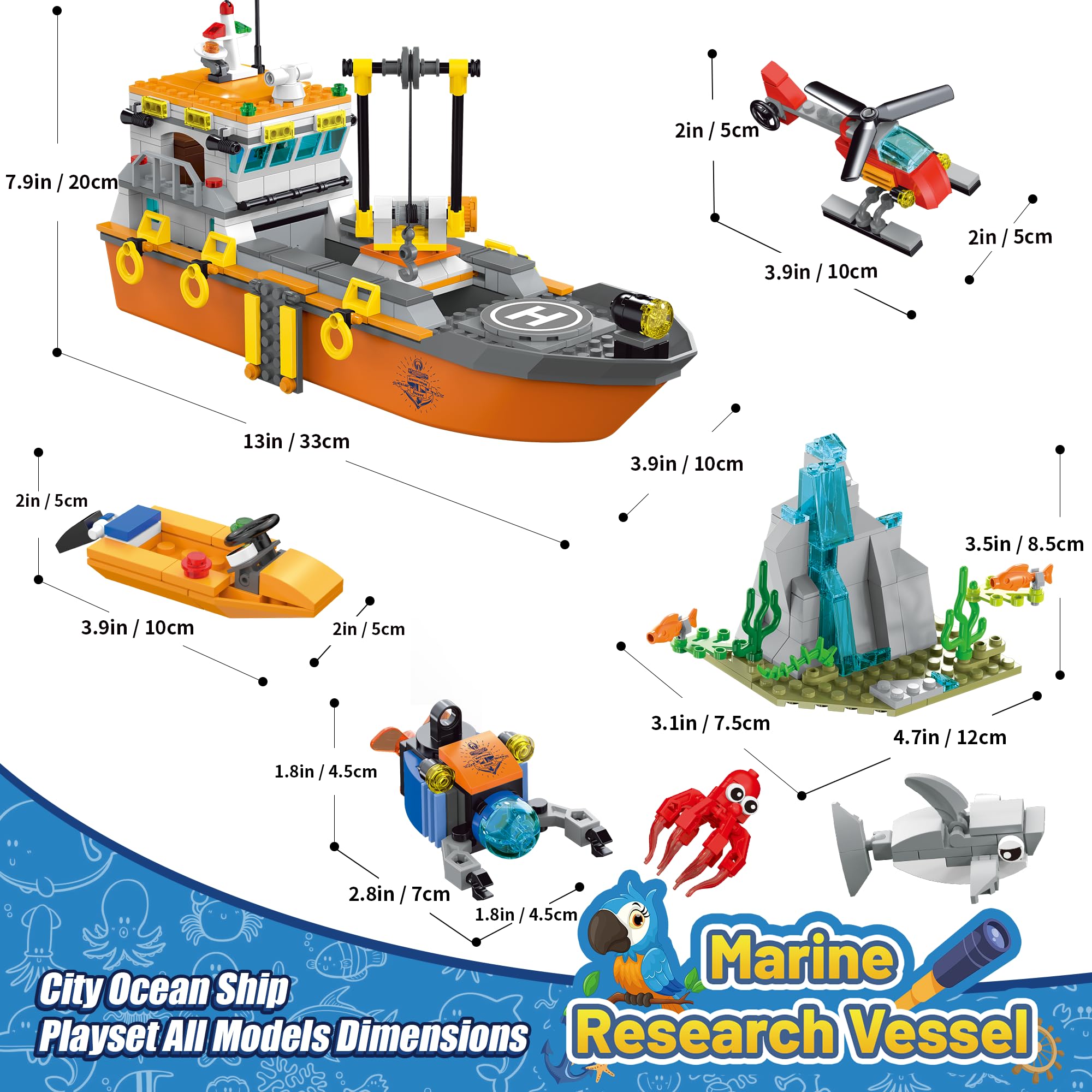 AKWME City Ocean Explorer bright colors support color recognition and creative building.