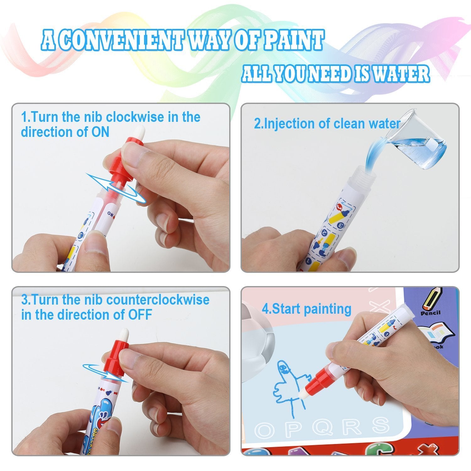 Alago Aqua Coloring Mat folds for portable play anywhere.