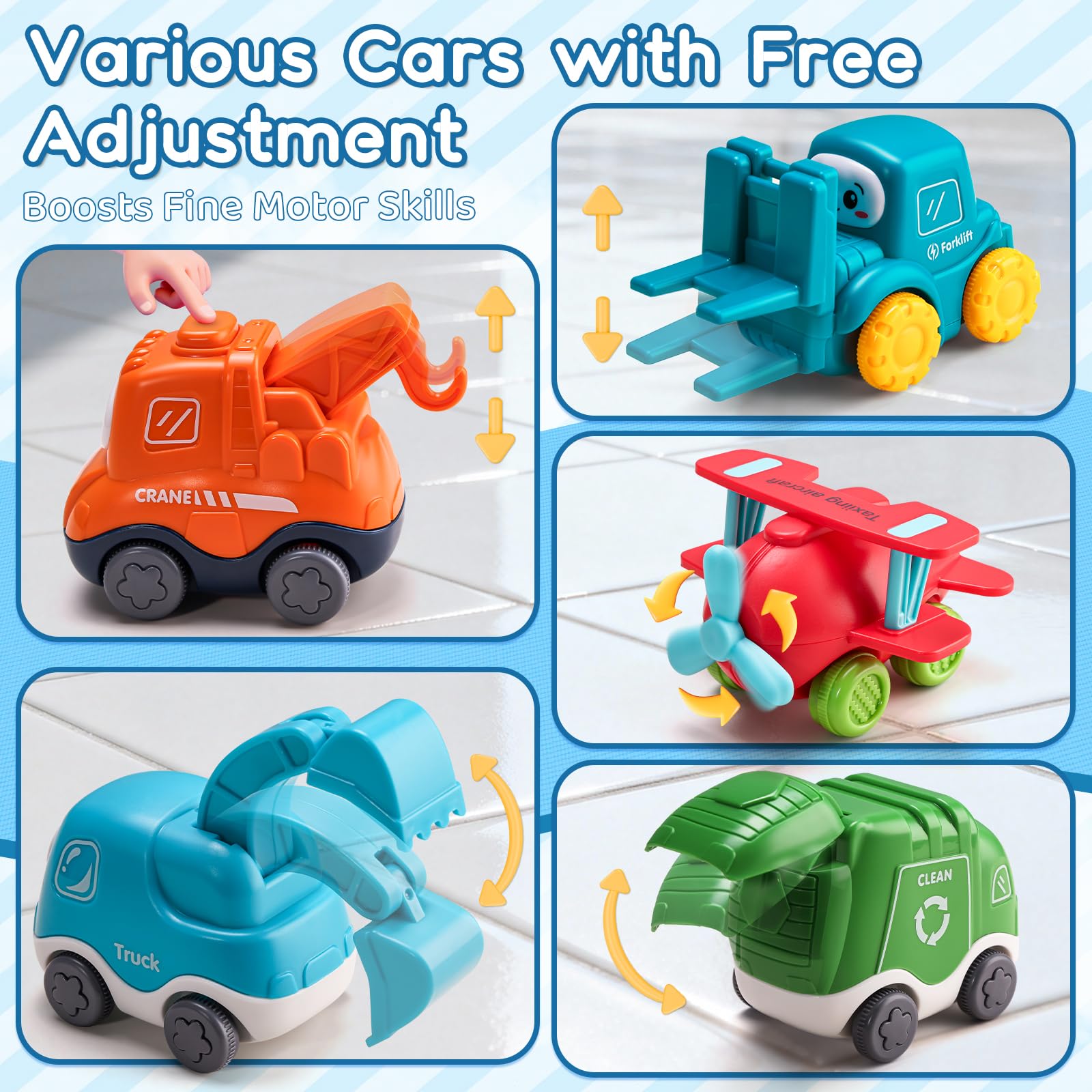 ALASOU push-pull cars support developing motor skills and imagination.