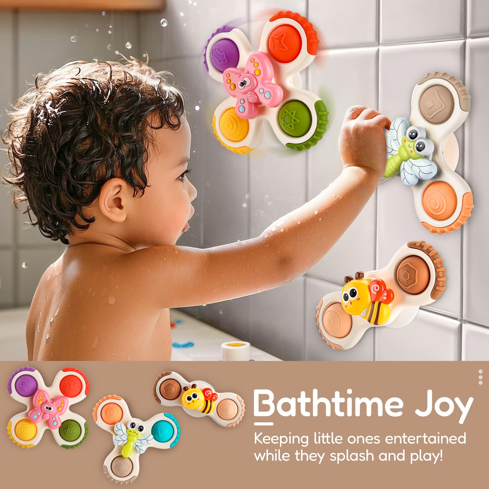 ALASOU bath-time spinner toy provides splash-safe water play.