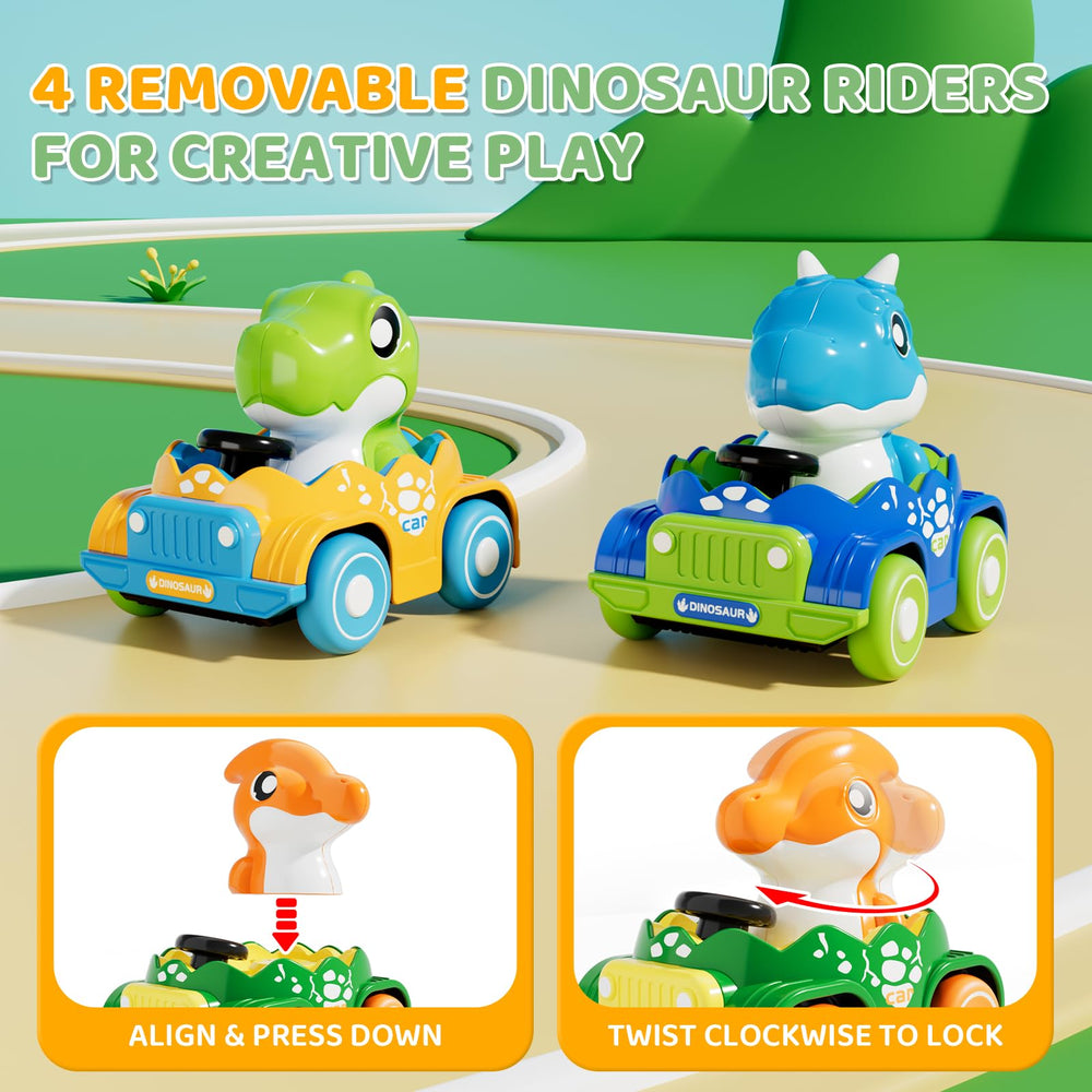 ALASOU plastic yellow dinosaur car encourages imaginative storytelling for kids.