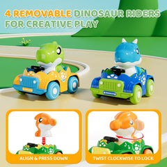 ALASOU plastic yellow dinosaur car encourages imaginative storytelling for kids.