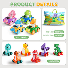 ALASOU rubber teal dinosaur car offers durable grip-friendly exploration for little hands.
