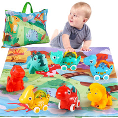 ALASOU dinosaur playmat with fantastic creatures cars for imaginative play and safe exploration.