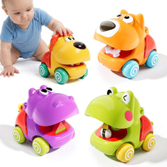 ALASOU Push and Go lion car toy for toddlers, easy grip and bright color.