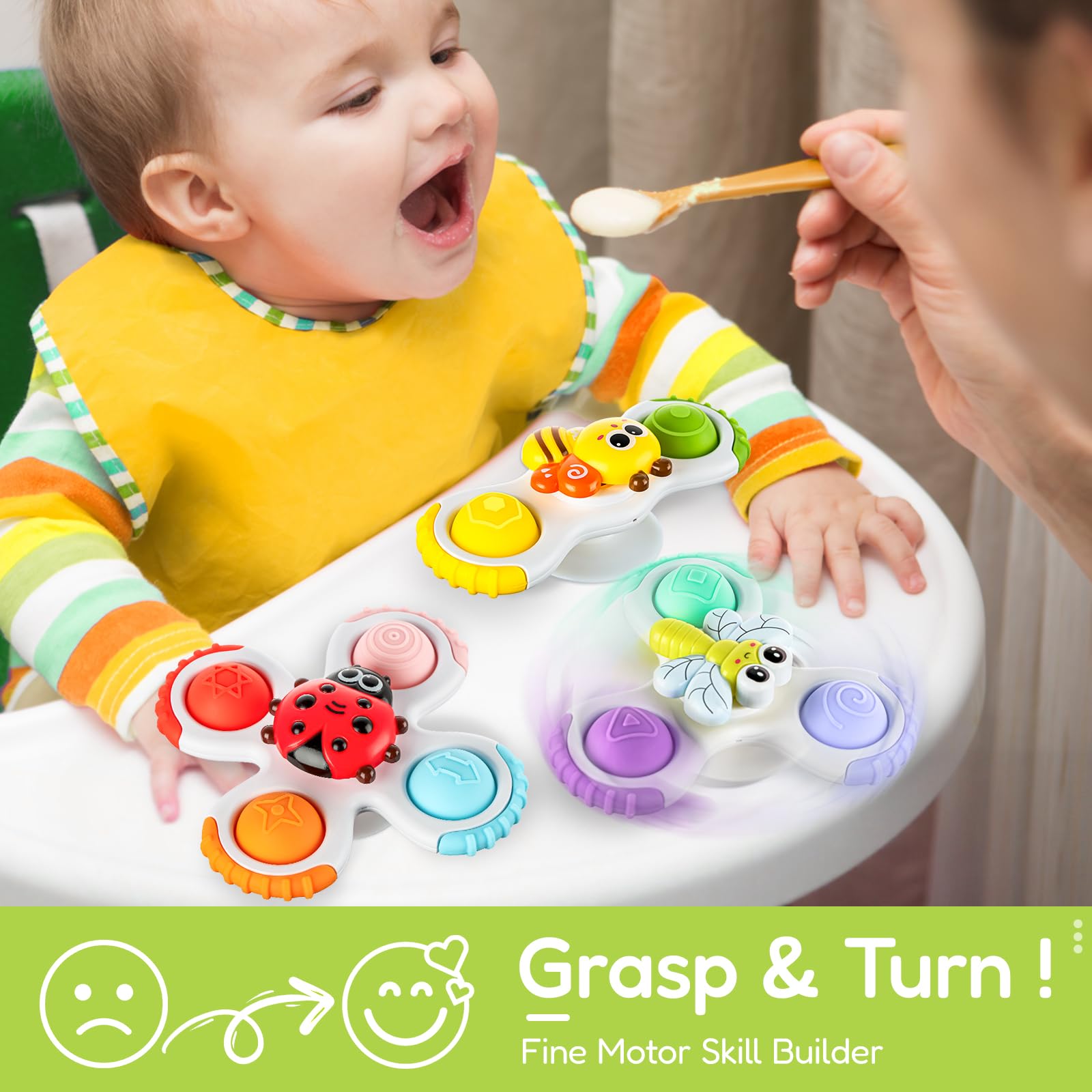 ALASOU hand-eye coordination spinner helps toddlers refine motor skills.