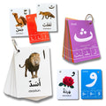 Albidaya Arabic Alphabet Flash Cards set for kids with vibrant colors to aid recognition