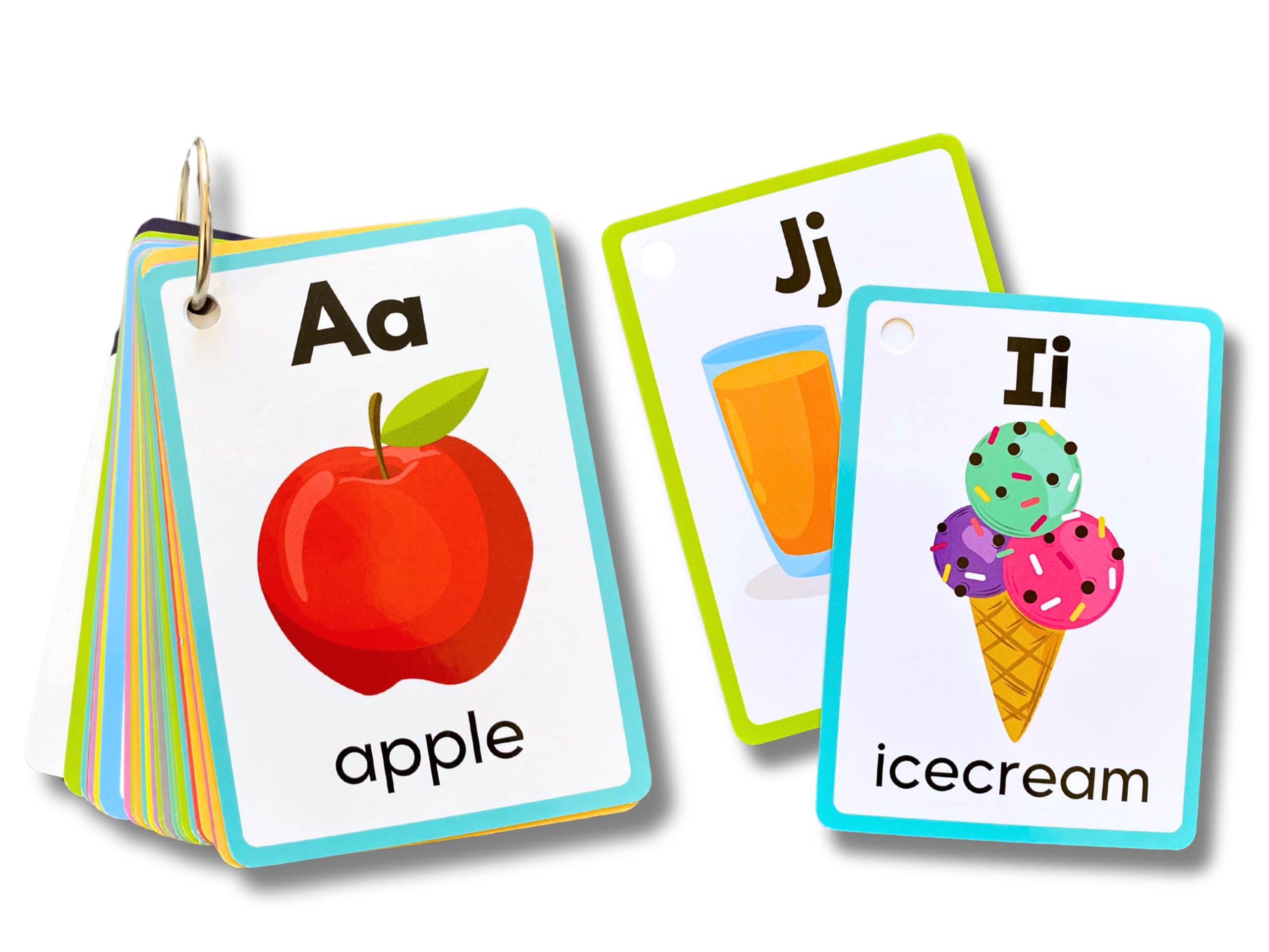 Albidaya English Alphabet Flash Cards front view with colorful letters for early learning.
